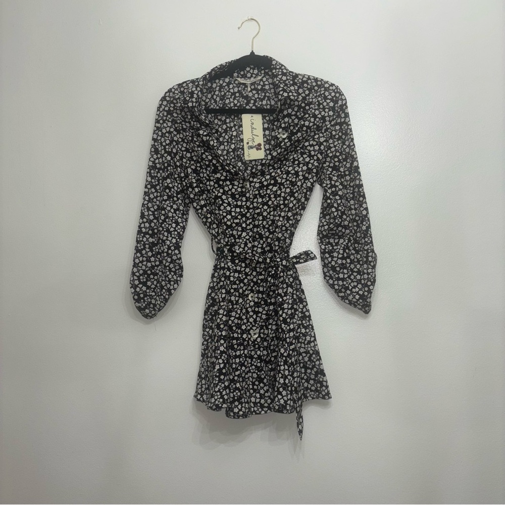 Black Floral Wrap Dress